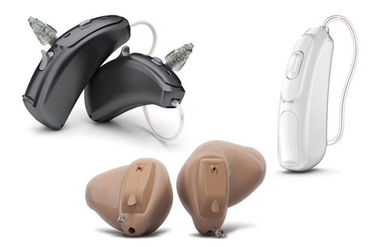 a variety of hearing aids in different styles