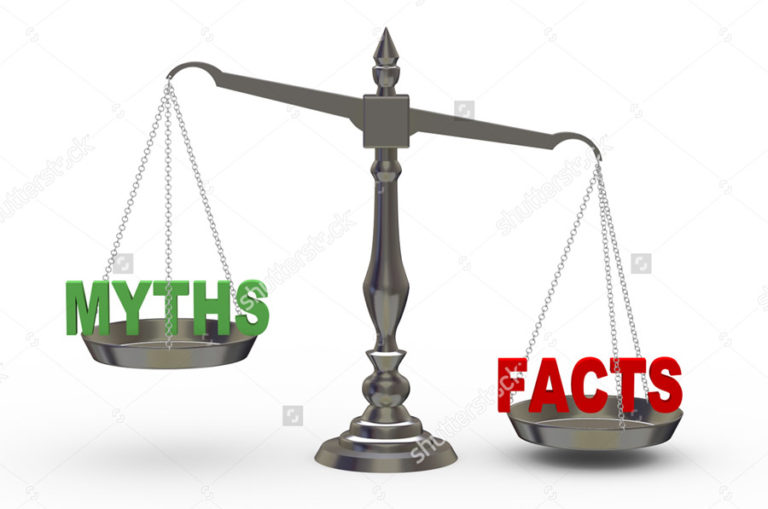 myths and facts weighing on a scale